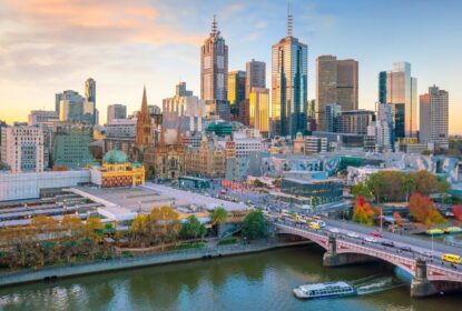 Melbourne,City,Skyline,At,Twilight,In,Australia